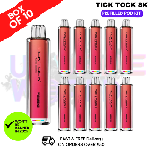 Shop Watermelon Tick Tock Magic 8000 8K Box Of 10 - UK Vape World