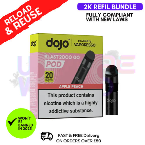 Apple Peach Dojo Blast 2000 2K Puff REPLACEMENT POD