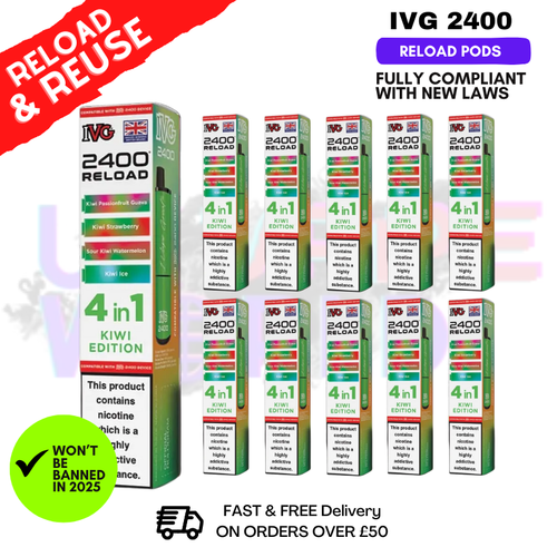 Kiwi Edition IVG 2400 RELOAD Pods - Box Of 10