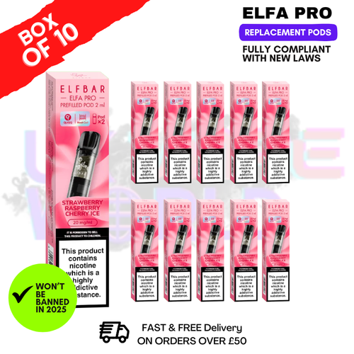 Strawberry Raspberry Cherry Ice Elf Bar Elfa Pro Prefilled Pod Box Of 10