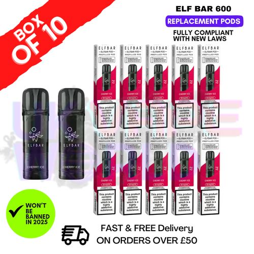 Shop Elf Bar 600 Puff Cherry Ice Replacement Pods Box of 10 - UK Vape World