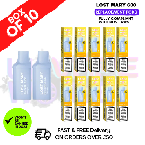 Pineapple ICE Lost Mary 600 Puff Replacement Pods Box Of 10