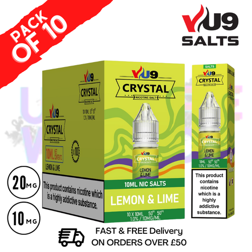 Lemon Lime VU9 Crystal Nic Salt Box Of 10