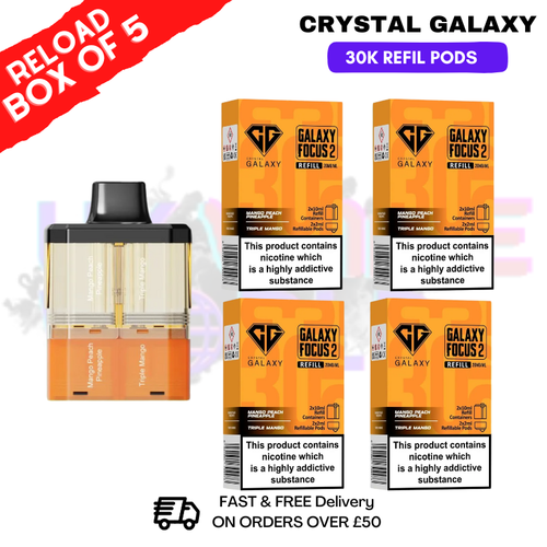 Shop Mango Peach Pineapple Crystal Galaxy 30K Replacement Pods Box Of 5 - Ukvapeworld