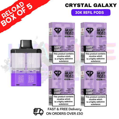 Shop Strawberry Raspberry Cherry Ice Crystal Galaxy 30K Replacement Pods Box Of 5 - Ukvapeworld