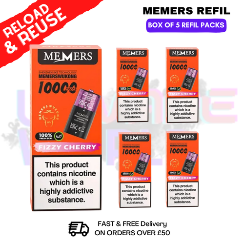 shop Fizzy Cherry Memers V10000 Replacement Pods Box of 5 - ukvapeworld