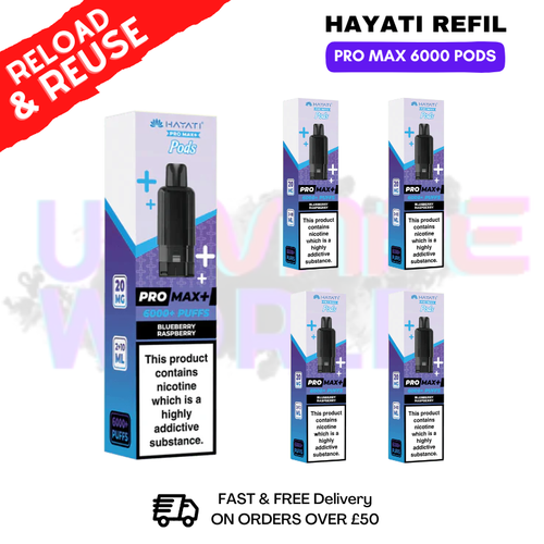 shop Blueberry Raspberry Hayati ProMax 6K Replacement Pods Box Of 5 - ukvapeworld