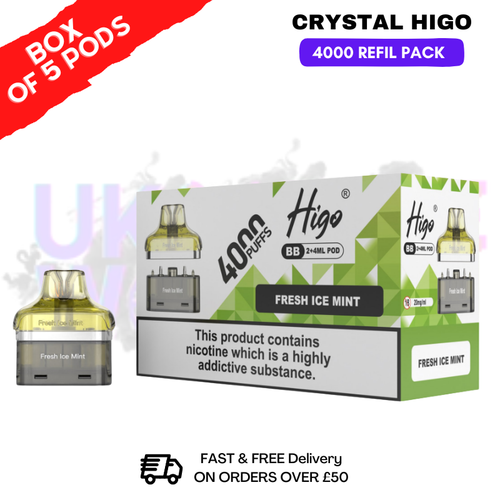 shop Fresh ICE Mint Crystal Higo 4000 REFIL Pods BOX OF 5 - ukvapeworld