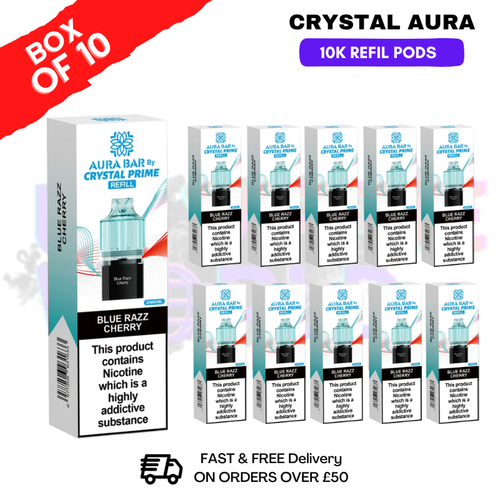 shop Blue Razz Cherry Crystal Prime 10K Refil Pods Box Of 10 - ukvapeworld