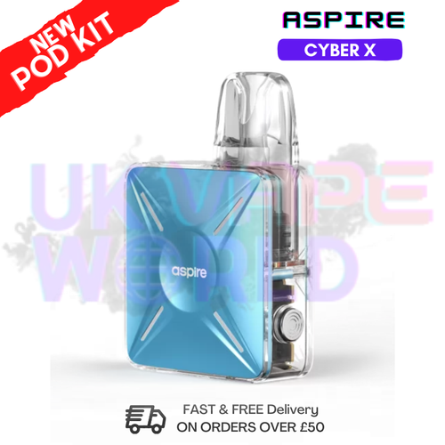 Frost Blue Aspire Cyber X Pod Kit + Free Nicsalt