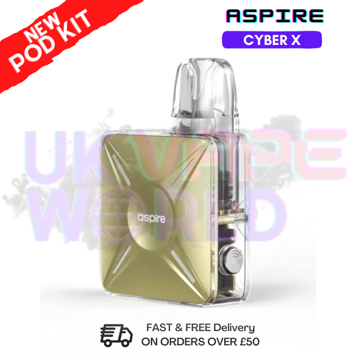 Shop Flax Yellow Aspire Cyber X Pod Kit + Free Nicsalt - ukvapeworld