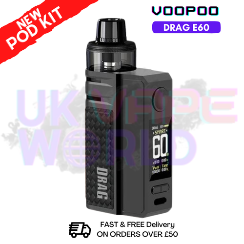 Shop Carbon Fiber Voopoo Drag E60 pod Kit + Free Nicsalt - ukvapeworld