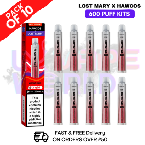 Shop Watermelon Ice Lost Mary Crystal Pro 600 KITS Box Of 10 - UK Vape World