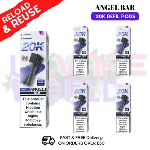 Blue Edition Angel Bar 20K REPLACEMENT PODS Box Of 5 - UK Vapeworld