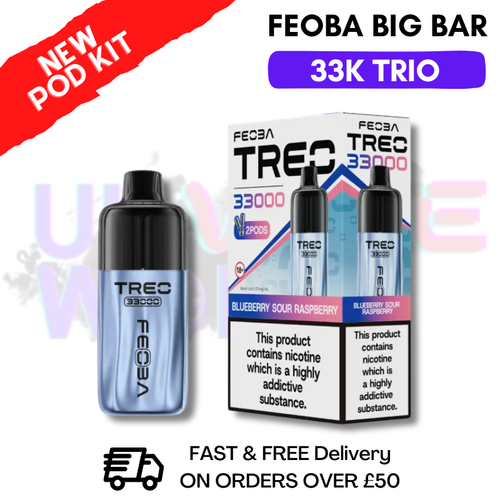 Blue Sour Raspberry Feoba Treo 33K Puff Pod Kit - ukvapeworld
