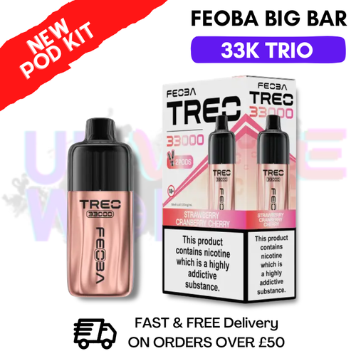 Strawberry Cranberry Cherry Feoba Treo 33K Puff Pod Kit - ukvapeworld