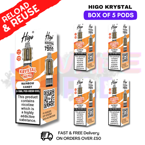 Rainbow Candy Krystal Higo Max Replacement Pods BOX OF 5 - ukvapeworld