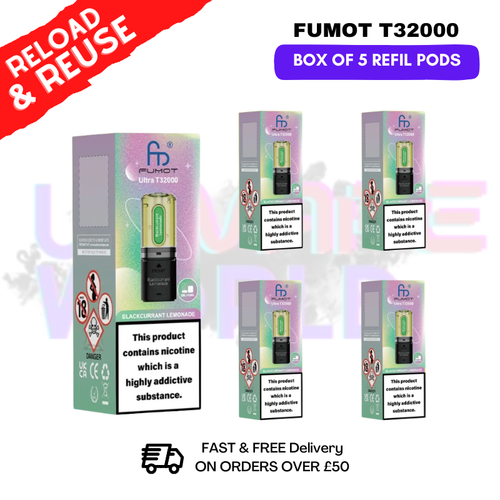 Blackcurrant Lemonade Fumot T32000 REPLACEMENT PODS - BOX OF 5