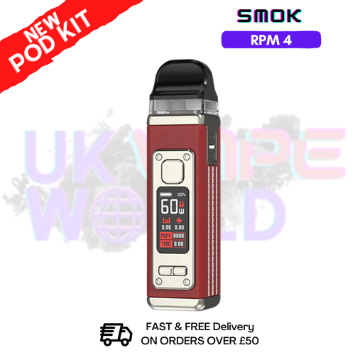Red Leather Smok Rpm 4 kit Pod + Free Nic Salt (PRICE £21.99) - ukvapeworld