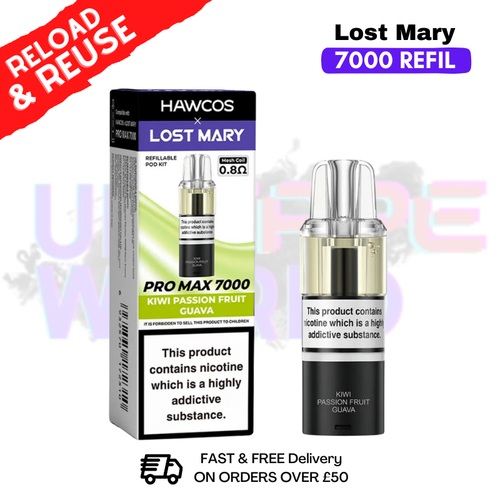 Kiwi Passion Fruit Guava Lost Mary 7K 7000 Puff Replacement Pods - ukvapeworld
