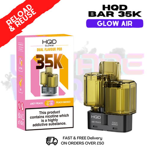 Juicy Peach  HQD 35K Glow Air Replacement Pods - ukvapeworld