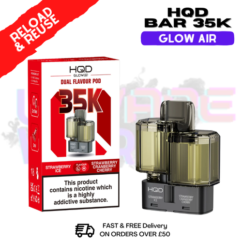 Strawberry ICE  HQD 35K Glow Air Replacement Pods - ukvapeworld