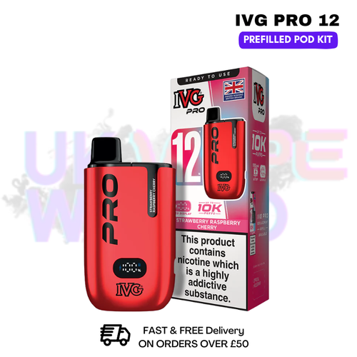 Strawberry Raspberry Cherry IVG Pro12 Prefilled Pod Kit - ukvapeworld