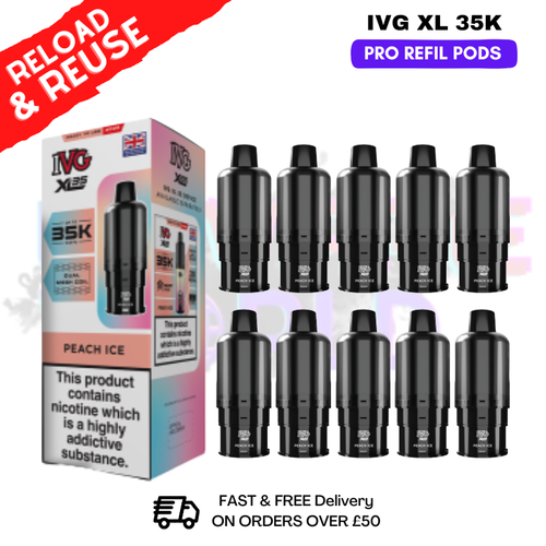 Peach ICE IVG XL 35K Replacement Pods Box Of 10 - ukvapeworld