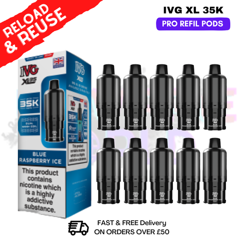 Blue Rasp ICE IVG XL 35K Replacement Pods Box Of 10 - ukvapeworld