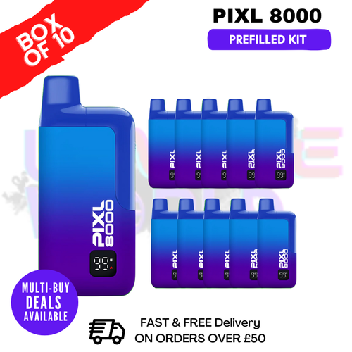 Blue Raspberry pixl 8000 Kits Box Of 10 - ukvapeworld