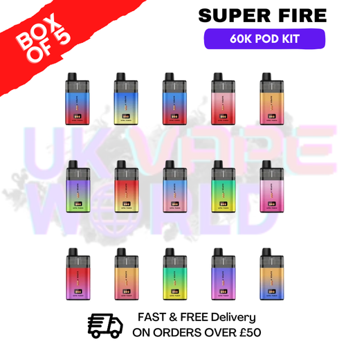 Shop SuperFire 60K Ultra Fusion Box Of 5 - UK Vape World