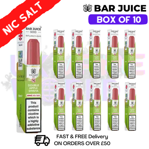 Double Apple Shisha Bar Juice 5000 Nic Salt | Box of 10 | ONLY £13.99 -  ukvapeworld