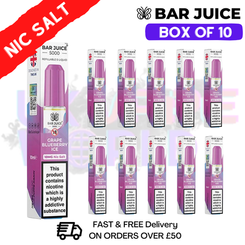 Grape Blueberry ICE Bar Juice 5000 Nic Salt | Box of 10 | ONLY £13.99 - ukvapeworld