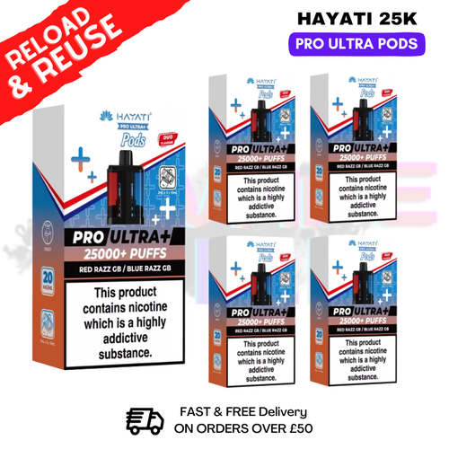 Hayati 25K Red Razz GB Replacement Pods Box Of 5 - ukvapeworld