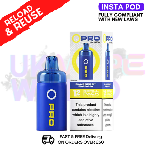 20MG Blueberry Banana Insta O Pro Refil Pack (12ML) - ukvapeworld