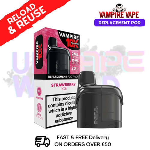 Strawberry Ice Vampire Vape 10K Prefilled Pods - ukvapeworld