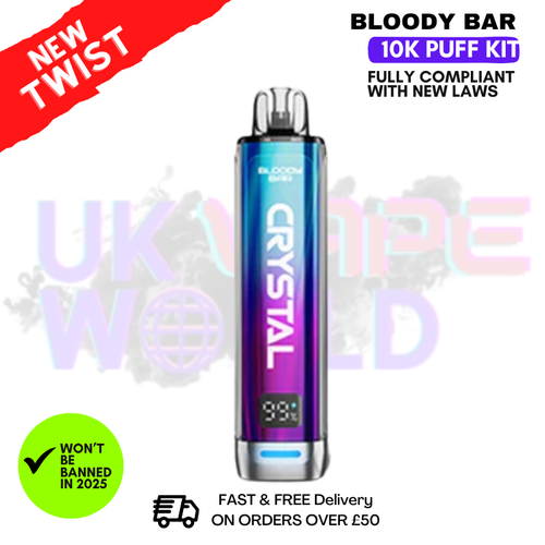 Bloody Bar Crystal Blue Razz Cherry 10K Puff Pod Kit