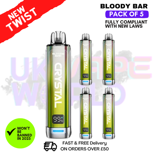 Kiwi Passionfruit Guava Bloody Bar Crystal 10K Puff Pack Of 5