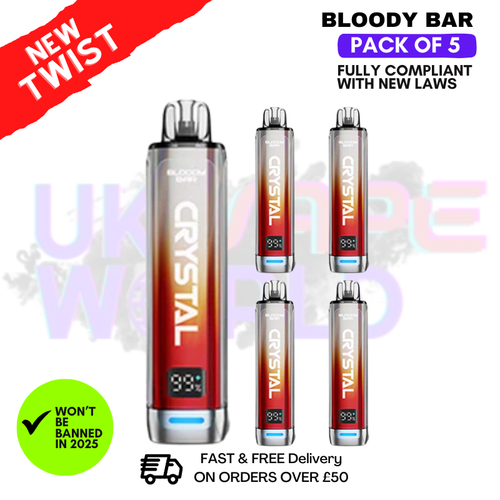 Cherry Peach Lemonade Bloody Bar Crystal 10K Puff Pack Of 5