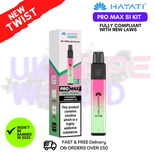 Straw Rasp Cherry Ice Hayati S1 Pro Max Kit - £3.99 - UK Vapeworld