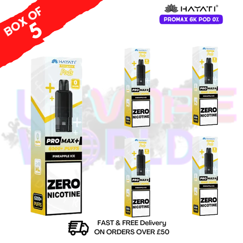 Pineapple Ice Hayati Pro Max 6000 ZERO NICOTINE Box of 5