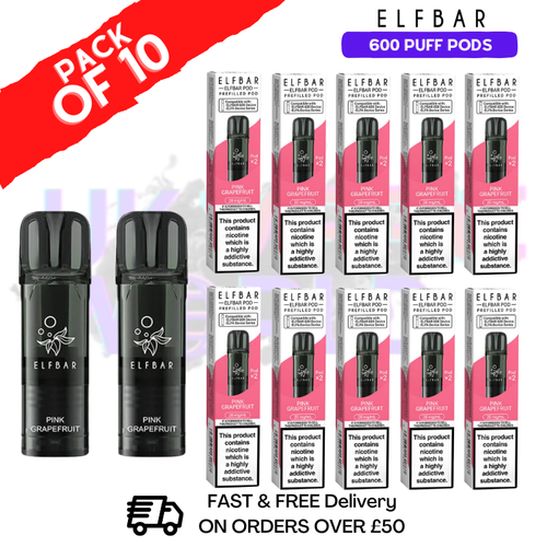 Elf Bar 600 Puff Pink Grapefruit Replacement Pods Box of 10 - ukvapeworld