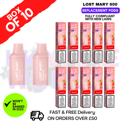 Peach Ice Lost Mary 600 Puff Replacement Pods Box Of 10 - ukvapeworld