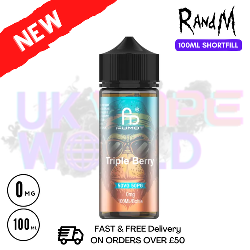 Triple Berry RandM 100ML Fumot Shortfill Eliquid - UK Vapeworld