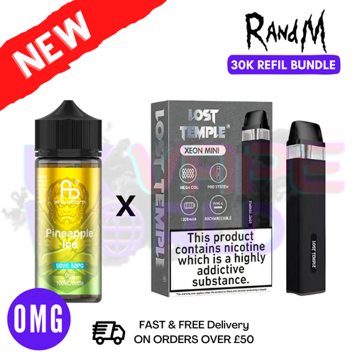 Pineapple Ice RandM 30K Puff Zero Nicotine Vape Kit - UK Vapeworld