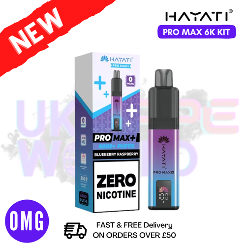 Blueberry Raspberry Hayati Pro Max Plus 6000 Kit Zero Nicotine - 2 FOR £15 - UK Vapeworld