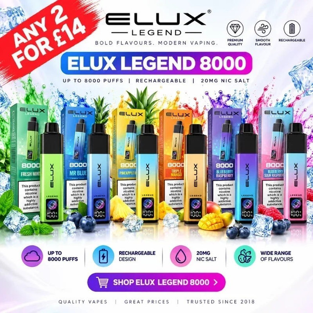 Elux Legend 8000 Prefilled Pod Kit: Puffs, Flavours & Price (UK Guide 2026)