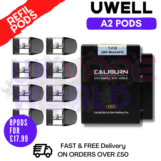 Shop Uwell Caliburn Replacement Pod (2 x Pack Of 4) - UK Vape World