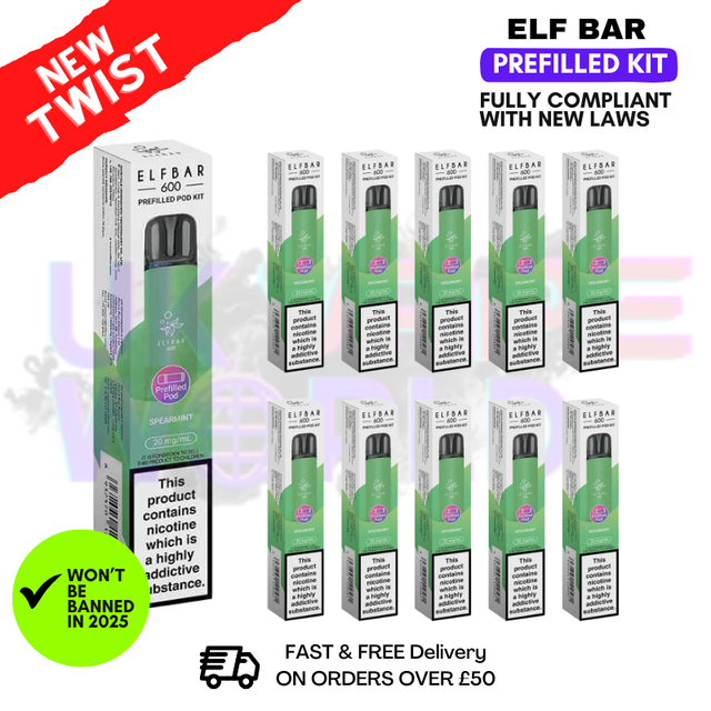 Elf Bar Spearmint Box of 10 (NEW BAN PROOF VERSION)