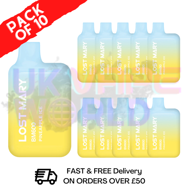 Pineapple ICE Lost Mary 600 Puff Bars Pack Of 10 - UK Vape World